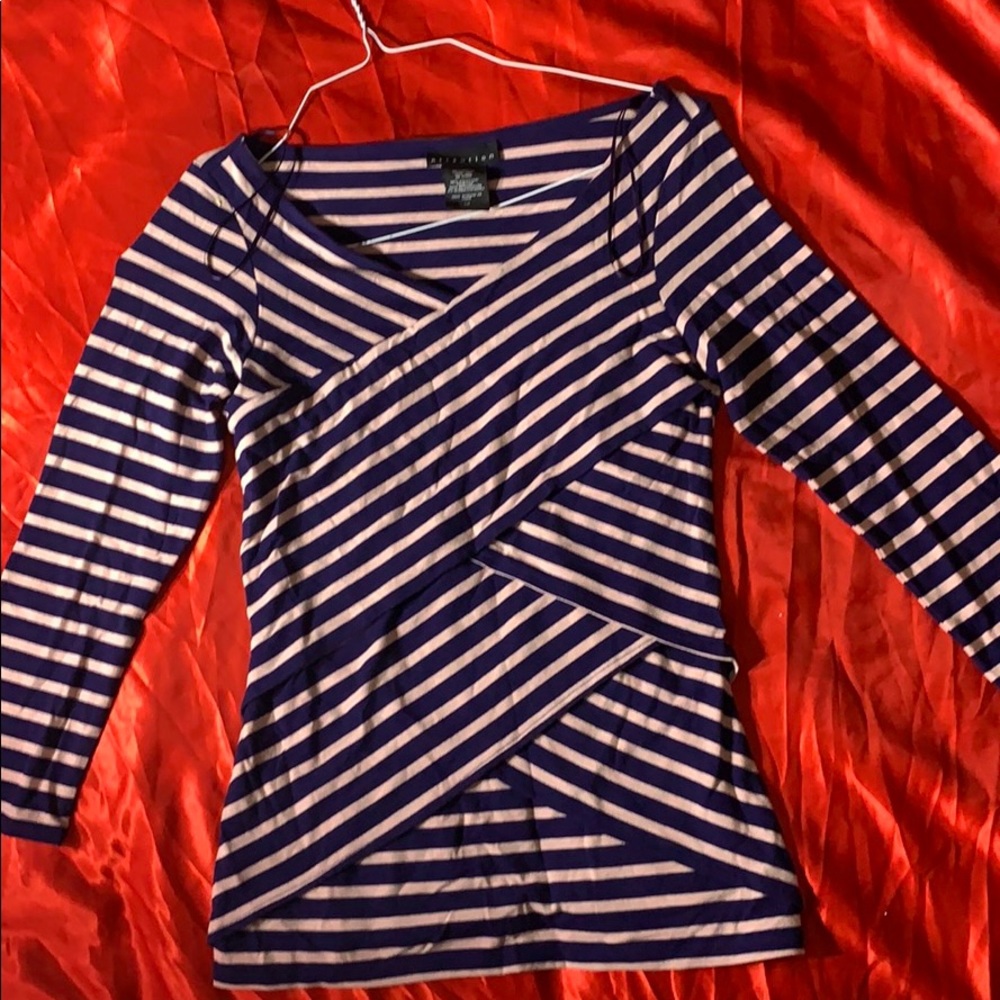 Navy Blue and Creamy Pink Striped Shirt